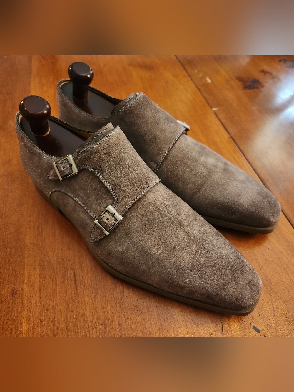 Magnanni Double Monk Suede Dress Shoes, Size 9/ EU 42, $800 NEW